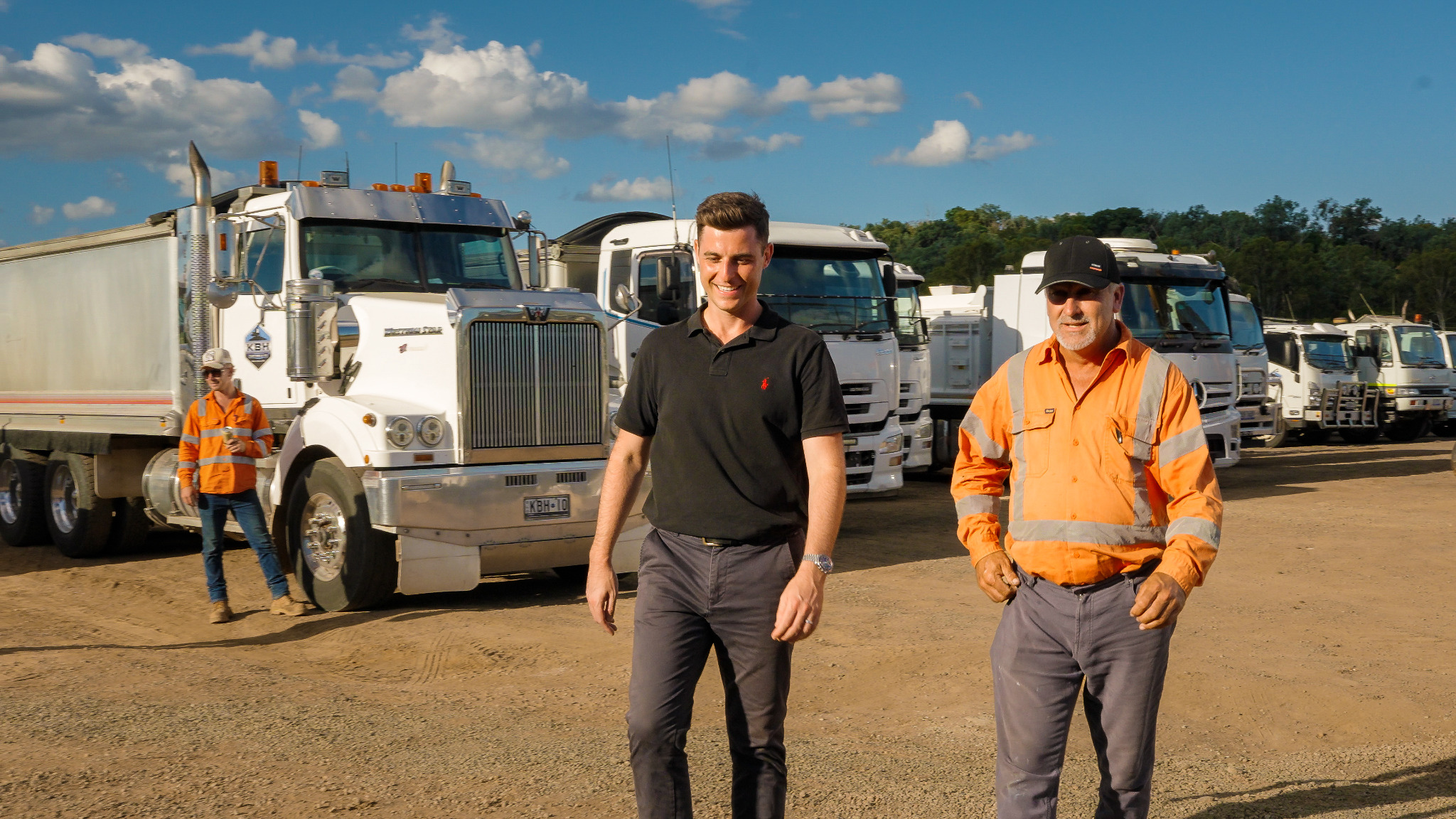 James and Anthony beside KBH trucks